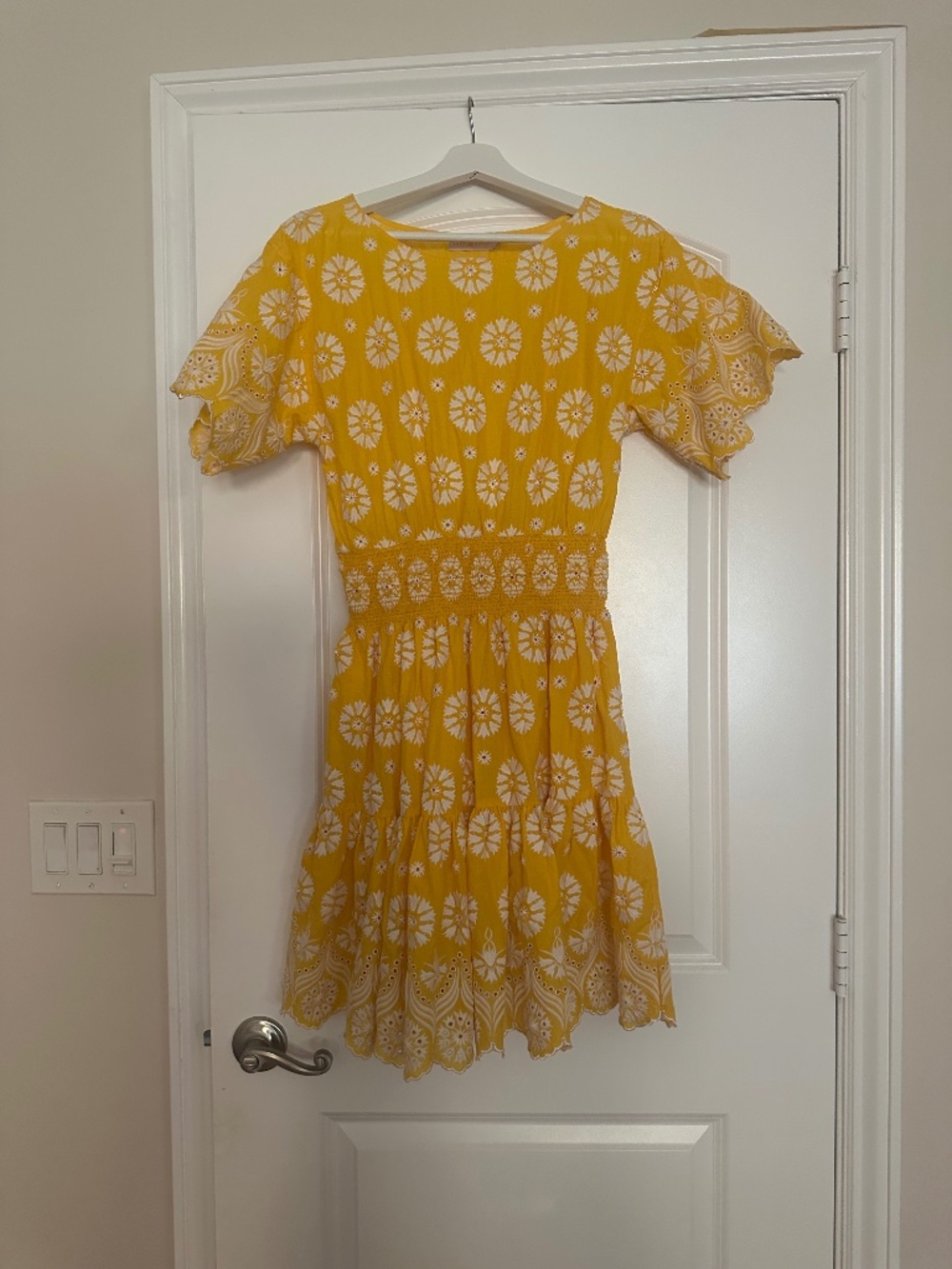 Tory Burch yellow dress with white flower print US size 4